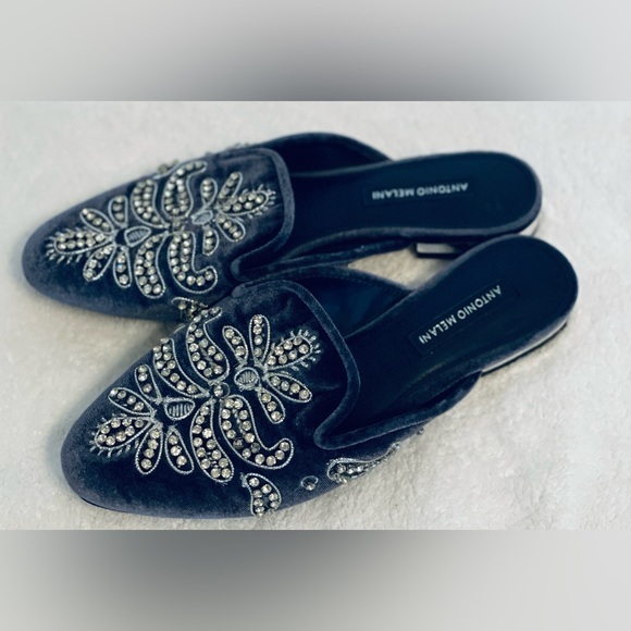 ANTONIO MELANI Genuine Leather | Velvet Embellished Flats | Offers Welcome SZ 6M - Picture 8 of 13